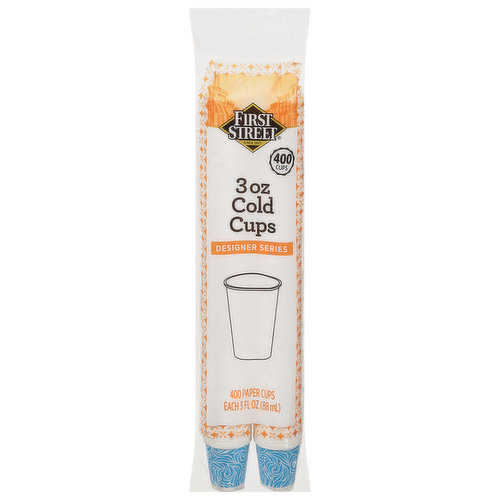 First Street Paper Cups, Cold, Designer Series, 3 Ounce