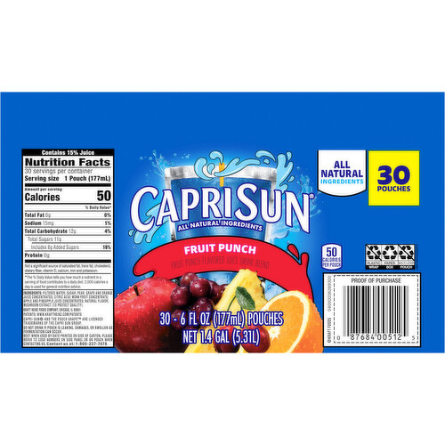Capri Sun All Natural Fruit Punch Juice Drink Blend