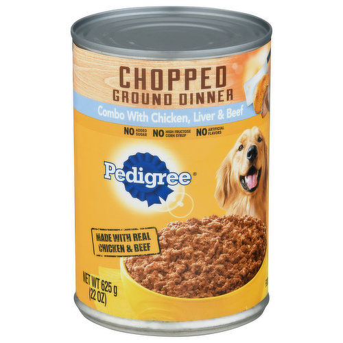 Pedigree Dog Food, Chopped Ground Dinner, Combo with Chicken, Liver & Beef
