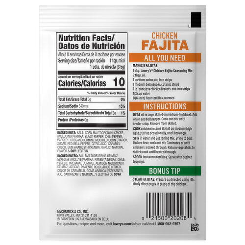 Lawry's Chicken Fajita Seasoning Mix
