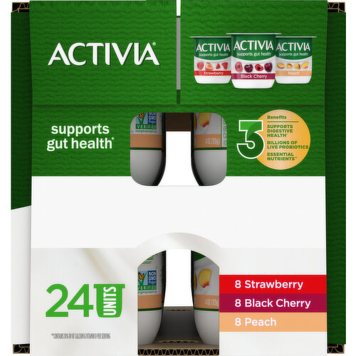 Activia Low Fat Strawberry/Black Cherry/Peach Yogurt