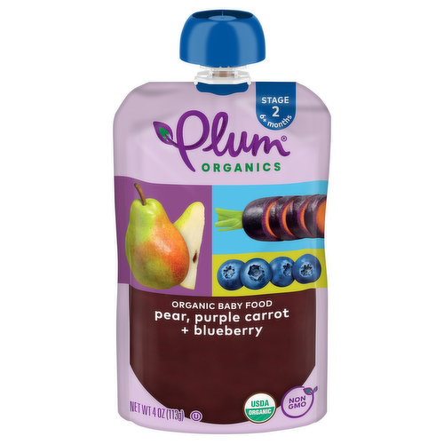 Plum Organics Stage 2 Organic Pear, Purple Carrot & Blueberry 4oz Pouch