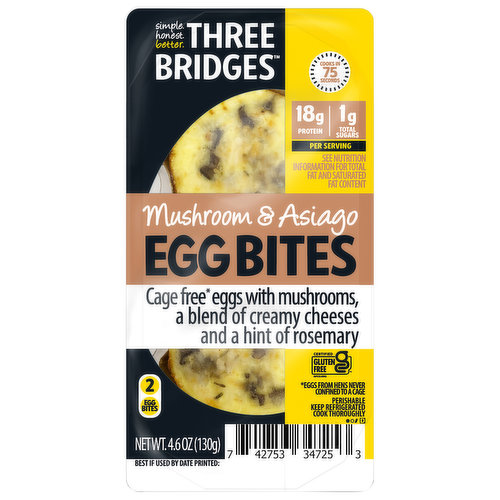 Three Bridges Egg Bites, Mushroom & Asiago