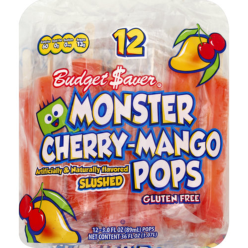 Budget Saver Monster Pops, Slushed, Cherry-Mango