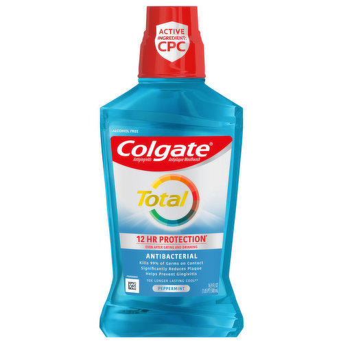 Colgate Alcohol Free Mouthwash, Antibacterial Formula, Peppermint