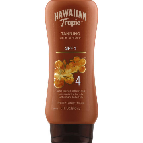 Hawaiian Tropic Lotion Sunscreen, Tanning, SPF 4