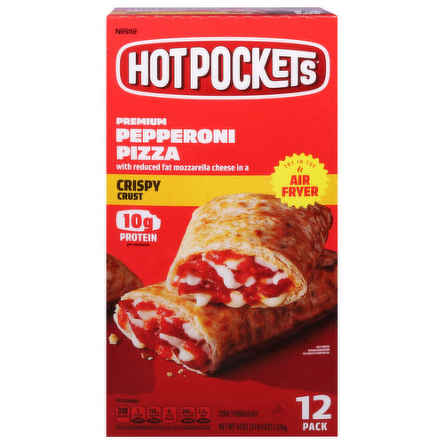 Hot Pockets Crust, Pepperoni Pizza, Premium, Crispy, 12 Pack