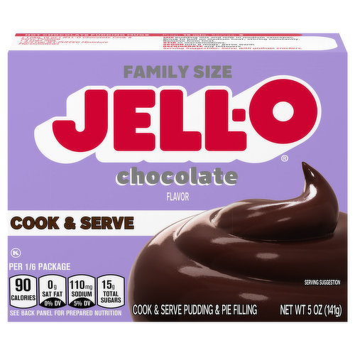 Jell-O Pudding & Pie Filling, Chocolate, Cook & Serve, Family Size