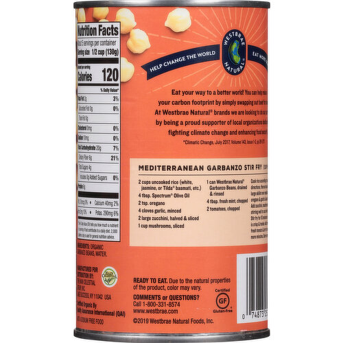 Westbrae Natural Organic No Salt Added Garbanzo Beans Image 2 of 6