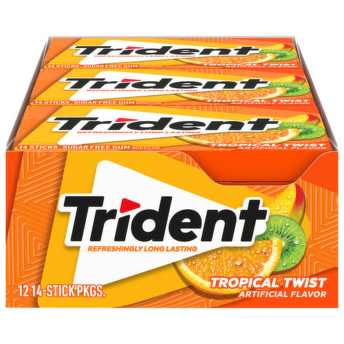 Trident Gum, Sugar Free, Tropical Twist