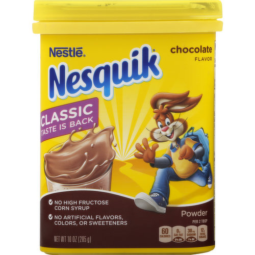 Nestle Nesquik Chocolate Flavor Powder Drink Mix, 10 oz, Can