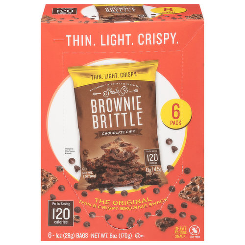 Sheila G's Brownie Brittle, Chocolate Chip, 6 Pack
