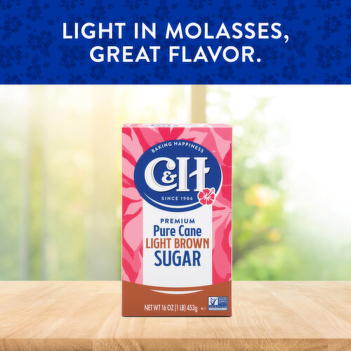 C&H cane sugar,Premium Pure Light Brown Sugar, 1 lb