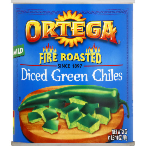 Ortega Green Chiles, Diced, Fire Roasted, Mild