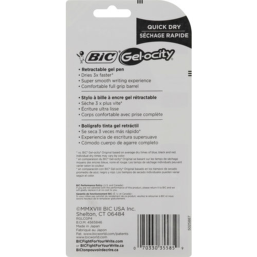 BIC Gelocity Quick Dry Retractable Gel Pen 0.7mm Black