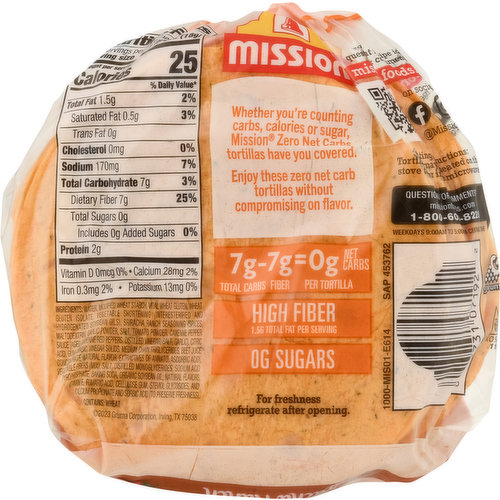 Mission Tortillas, Zero Net Carbs, Sriracha Ranch