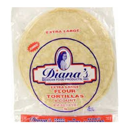 Dianas Extra Large Flour Burrito Ziplock 8 ct