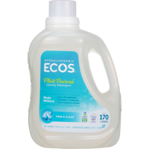 Ecos Laundry Detergent, Free & Clear, Plant Powered