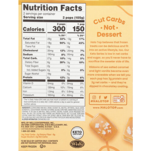 Halo Top Pops, Sea Salt Caramel, Keto Series