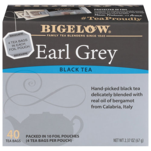 Bigelow Black Tea, Earl Grey, Tea Bags