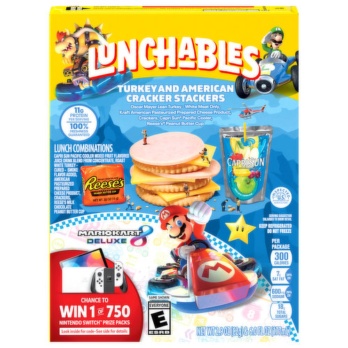 Lunchables Lunch Combinations, Turkey and American Cracker Stackers, Fun Pack