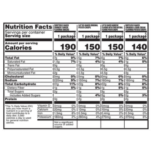 Frito Lay Baked Not Fried Assorted Potato Crisps