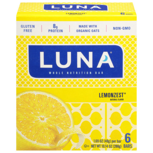 Luna Nutrition Bars, Whole, Lemonzest