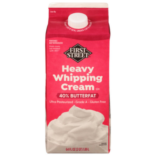 First Street Whipping Cream, Heavy, 40% Butterfat