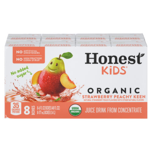 Honest Kids Juice Drink, Organic, Strawberry Peachy Keen