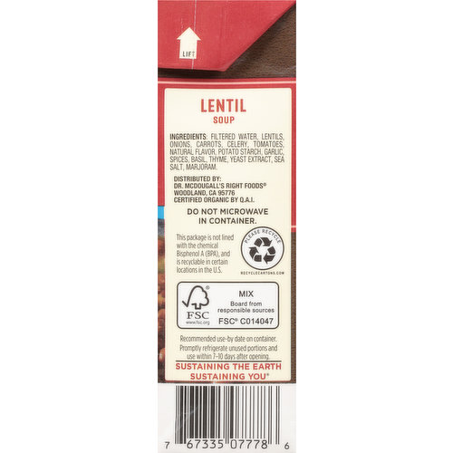 Dr. McDougall's Soup, Lower Sodium, Lentil