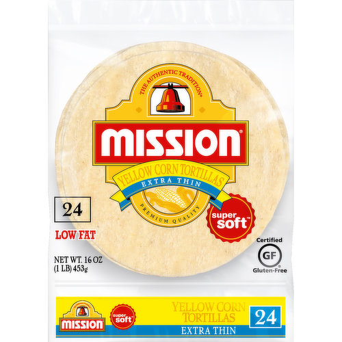 Mission Tortillas, Yellow Corn, Low Fat, Extra Thin, Super Soft