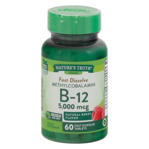 Nature's Truth Vitamin B-12, 5,000 mcg, Tablets, Natural Berry Flavor