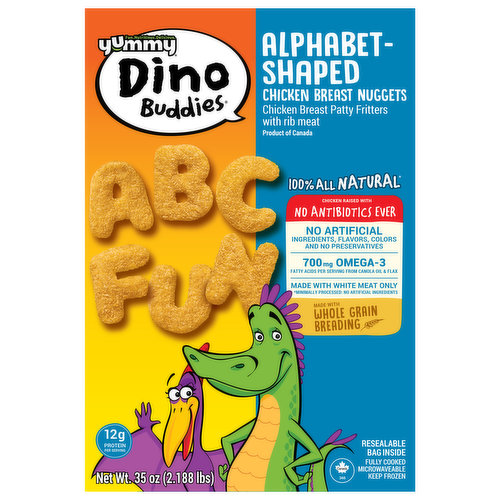 Dino Buddies Nuggets, Chicken Breast, Alphabet Shaped