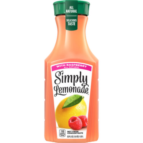 Simply Lemonade With Raspberry, All Natural Non-Gmo, 52 fl oz