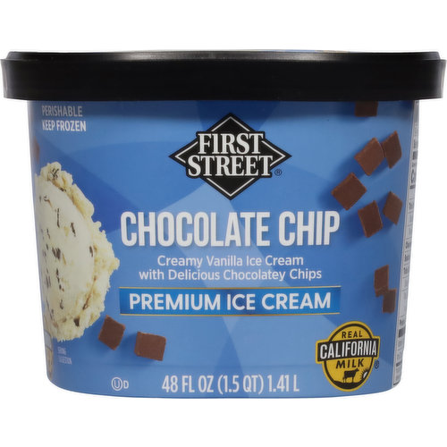 First Street Ice Cream, Premium, Chocolate Chip