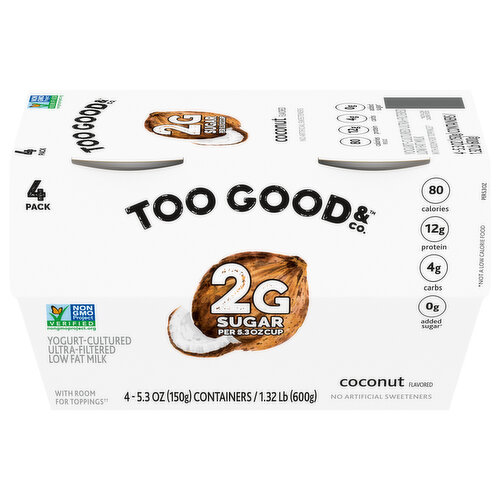 Too Good & Co. Yogurt, Coconut Flavored, Ultra-Filtered Low Fat