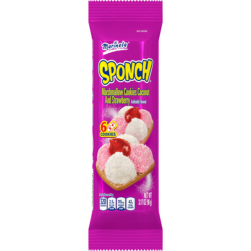Marinela Marinela Sponch Marshmallow Cookies with Coconut and Strawberry, 6 count, 3.17 oz