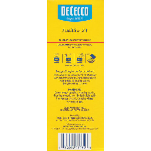 De Cecco Fusilli, No. 34
