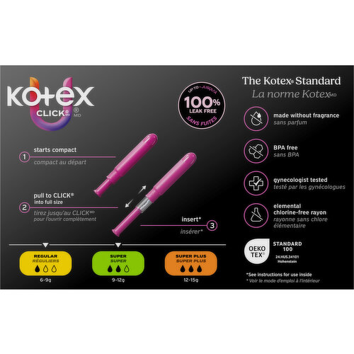 U by Kotex Compact Regular/Super Unscented Tampons