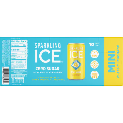 Sparkling Ice Zero Sugar Classic Lemonade Mini Sparkling Water