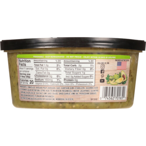 Cacique Salsa, Avocado Tomatillo, Medium