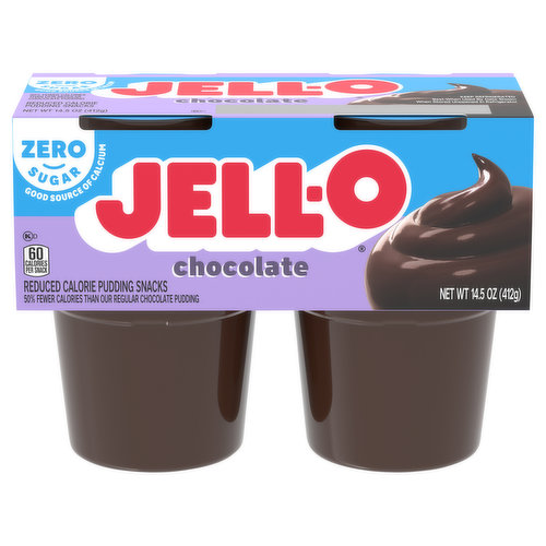 Jell-O Pudding Snacks, Reduced Calorie, Zero Sugar, Chocolate