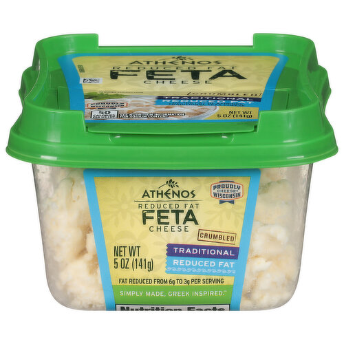 Athenos Cheese, Feta, Crumbled, Traditional, Reduced Fat
