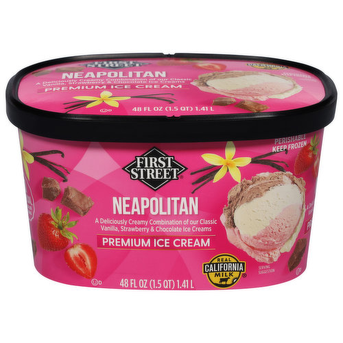 First Street Ice Cream, Premium, Neapolitan