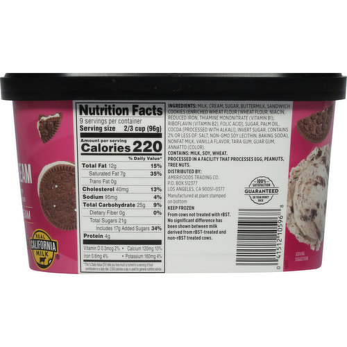 First Street Ice Cream, Premium, Cookies 'N Cream