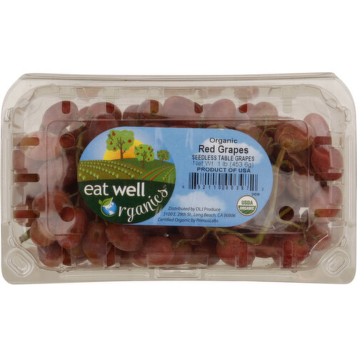 Eat Well Organics Red Grapes, Organic, Seedless