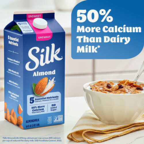 Silk Unsweet Dairy Free Vegan Almond Milk
