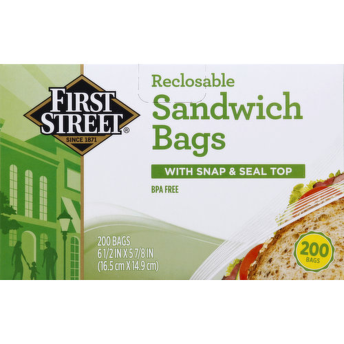 First Street Sandwich Bags, Reclosable