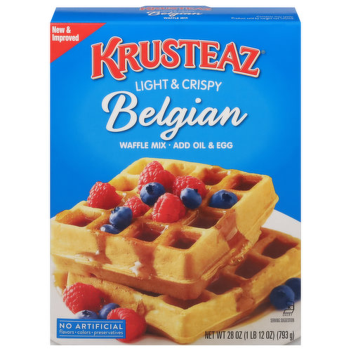 Krusteaz Waffle Mix, Belgian, Light & Crispy