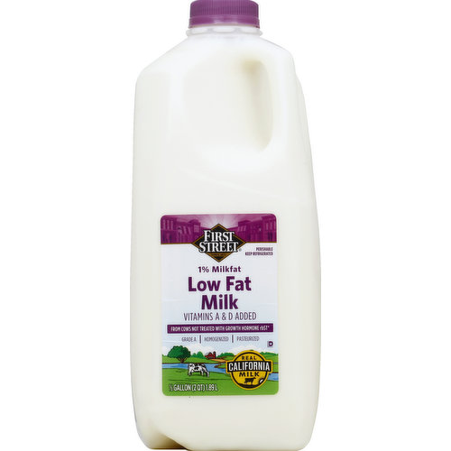 First Street Milk, Low Fat, 1% Milkfat